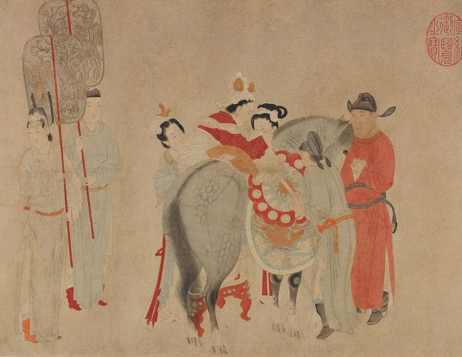 Painter Qian Xuan: "Concubine Yang Mounting a Horse"