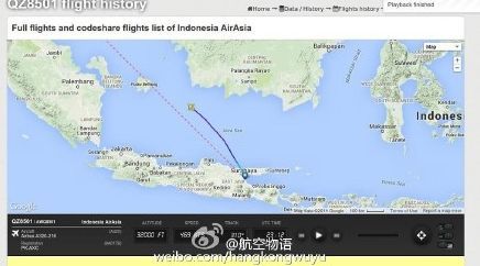 QZ8501最後飛行路線曝光