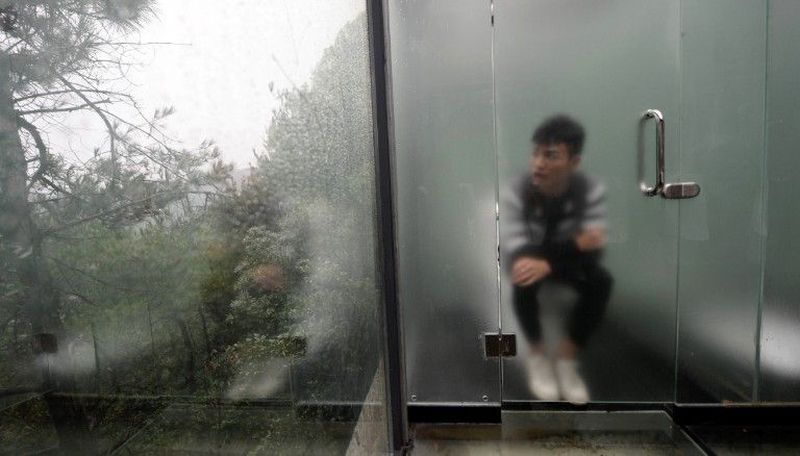 入鏡風景的中國毛玻璃洗手間  （組圖）