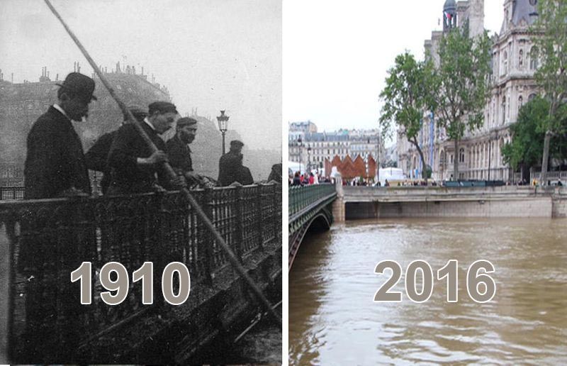 百年一遇的巴黎大洪水︰1910年vs 2016年 （組圖）