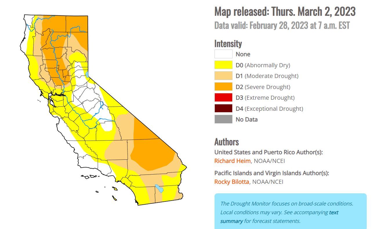 冬季風暴緩解了加州的乾旱