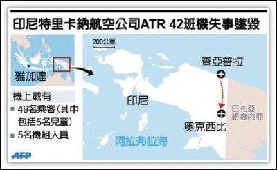 印尼客機撞山 54人恐全罹難