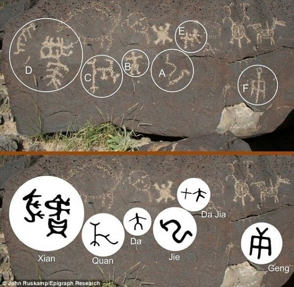 美洲是中國人先發現的？墨岩石驚中华象形文字为证